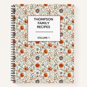 Cuaderno Receta Personalizada Neutrales Florales con Estilo