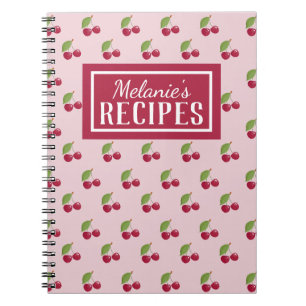 Cuaderno Receta Personalizada Patrón de Cereza Adorable