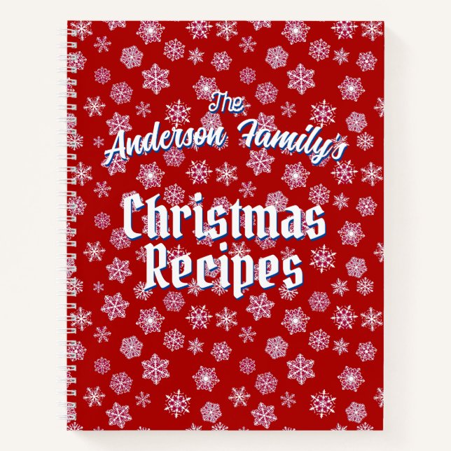 Cuaderno Receta personalizada Patrón de copo de nieve profu (Anverso)