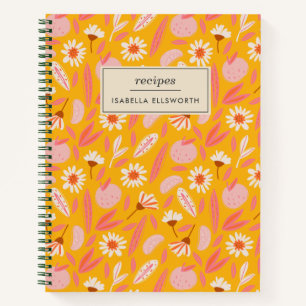 Cuaderno Receta personalizada Patrón Floral Retro Jugativo