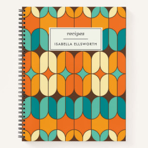 Cuaderno Receta personalizada Retro Mid Century Mod Naranja