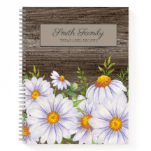 Receta personalizada Rustic Wood White Daisies
