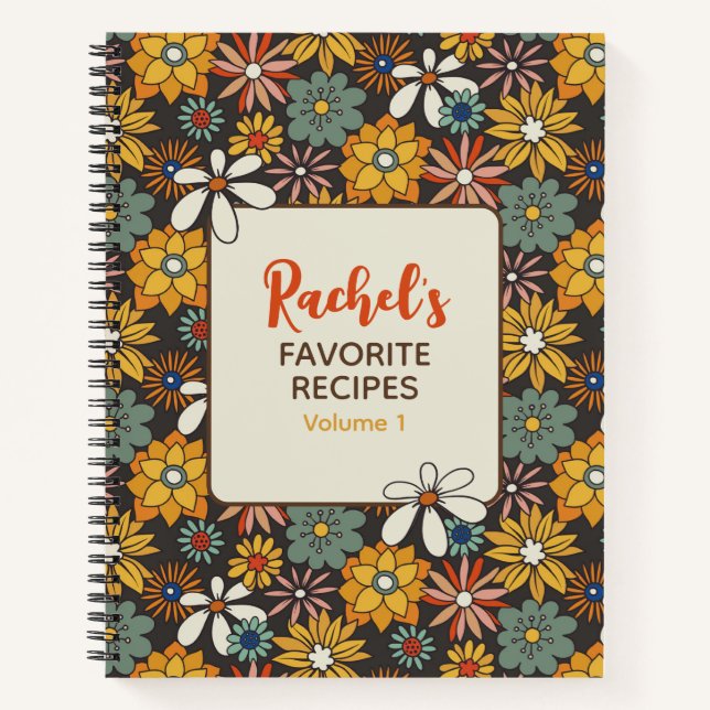 Cuaderno Receta personalizada Verde azulada de oro marrón f (Anverso)
