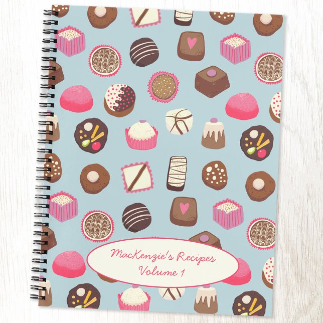 Cuaderno Receta Personalizado de pastelería de dulces de ch (Chocolates and sweet treats personalized recipe book)