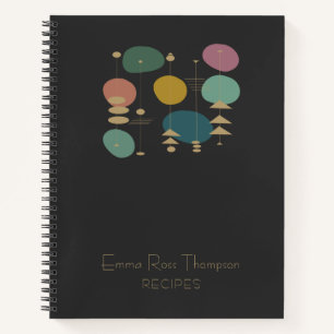 Cuaderno Receta retro atómica de la era espacial de mediado