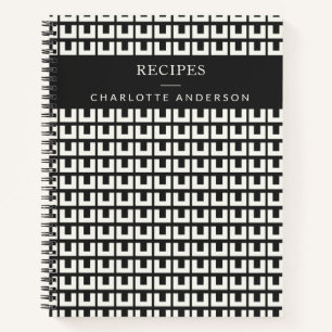 Cuaderno Receta Retro Black White Geometric Mid Century Mod