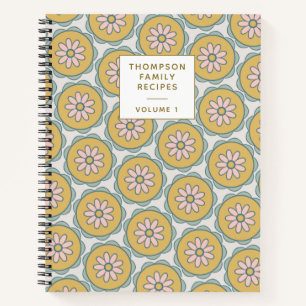 Cuaderno Receta Retro Boho Mandala Floral Personalizada