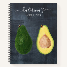 Cuaderno Receta Retro Chalkboard Watercolor Aguacate