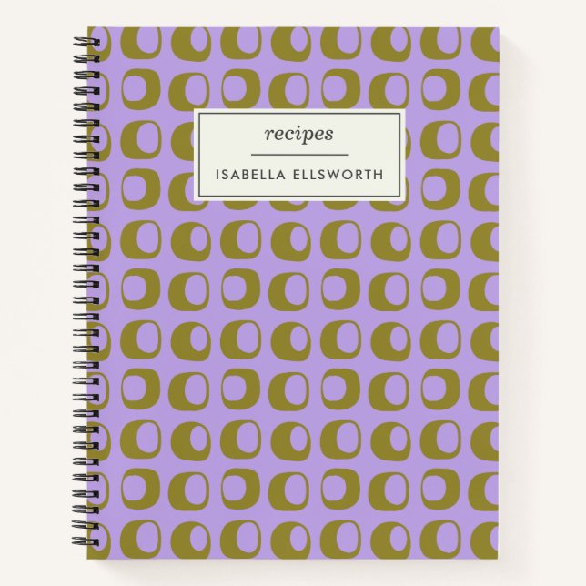 Cuaderno Receta Retro Media Century Mod Pattern Lavender (Anverso)