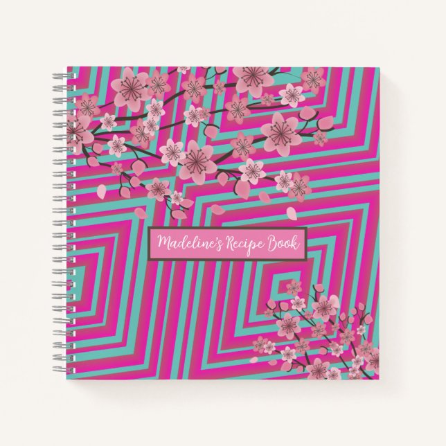 Cuaderno Receta Rosa con Rayas Gradiente Psicodélico de Flo (Anverso)
