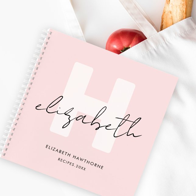 Cuaderno Receta rosa Rubor con guión ondulado moderno (Subido por el creador)