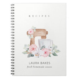 Cuaderno Receta Rubor Floral Floral Cake Mixer Bakery Cater