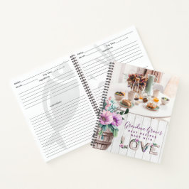 Cuaderno Receta rustica de flores moradas para abuela