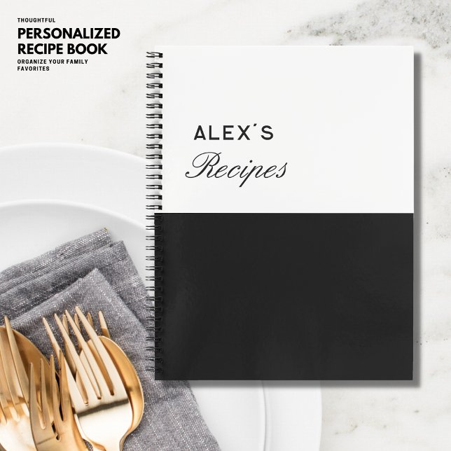Cuaderno Receta sencilla de Moda moderna de nombre blanco y (Subido por el creador)