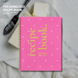 Cuaderno Receta sencilla de nombre de punto de polka rosa c