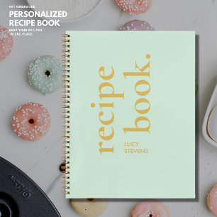 Cuaderno Receta sencilla negrita y elegante de nombre verde