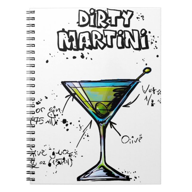 Cuaderno Receta sucia del cóctel de Martini (Frente)