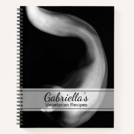 Cuaderno Receta vegetariana de Pepper Blanco y Negro