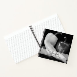 Cuaderno Receta vegetariana de Peppers en blanco y negro