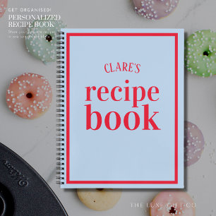 Cuaderno Receta vintage de ducha de novia roja y azul