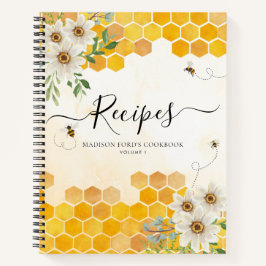 Cuaderno Recetación de Bumble Bee Amarillo de Honeycomb flo