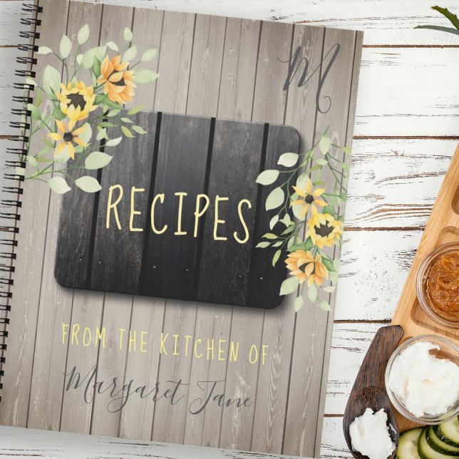 Cuaderno Recetario de cocina monograma del chef rústico (Subido por el creador)