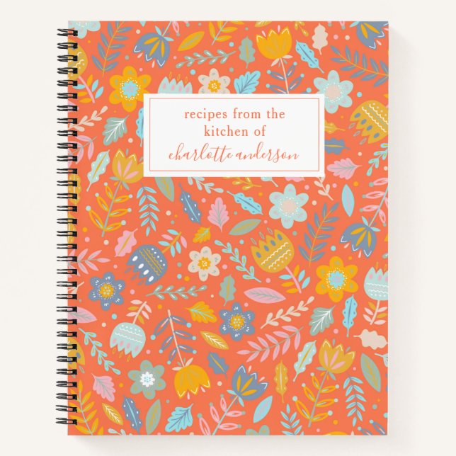 Cuaderno Recetario de cocina personalizado Flores juguetona (Anverso)