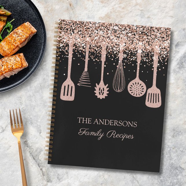Cuaderno Recetario de cocina utensilios de cocina brillo or (In situ)