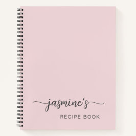 Cuaderno Recetario de firma de color rosa sonrosado simple 