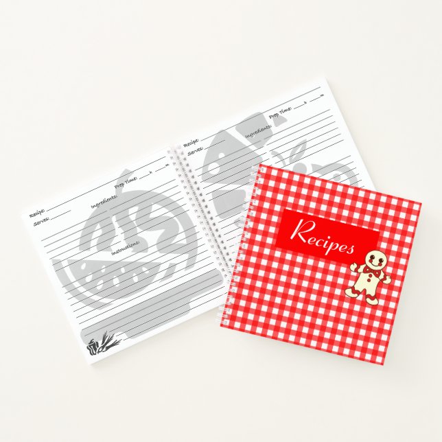 Cuaderno Recetario de Galletas de Cuadros Rojos (Interior)