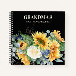 Cuaderno Recetario de la Abuela Amarillo Girasoles Negro