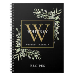Cuaderno Recetario de Monograma de Nombre de Vegetación Mod