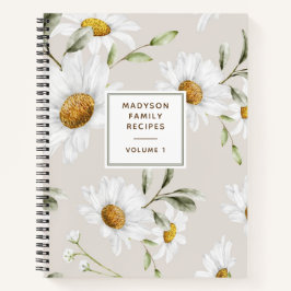 Cuaderno Recetario Personalizado de Flores de Margaritas pa