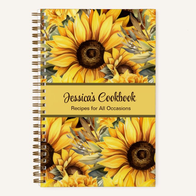 Cuaderno Recetario Personalizado Girasoles Flores Recetas C (Anverso)