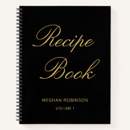 Cuaderno Recetario Personalizado Negro con Letras Femeninas