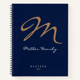 Cuaderno Recetas azul oscuro monogramado
