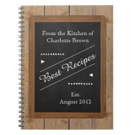 Cuaderno Recetas bloc de notas con su nombre en el tablero