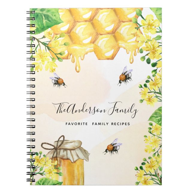 Cuaderno Recetas burbujas abejas flores amarillas verano (Frente)