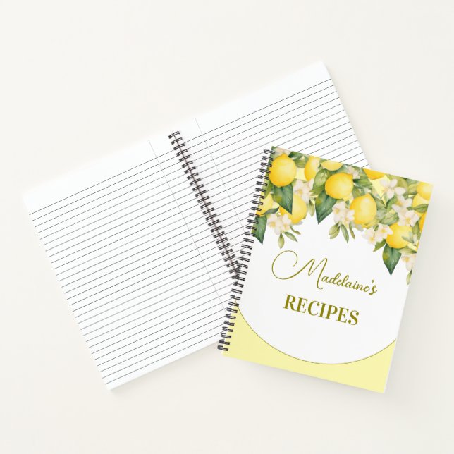 Cuaderno Recetas Citrus floral limón moderno personal (Interior)