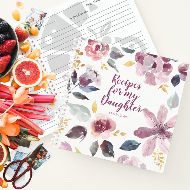 Cuaderno Recetas con flores de vientre para mi hija Keepsak (Subido por el creador)