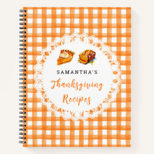 Cuaderno Recetas de Acción de Gracias a Cuadros Naranjas