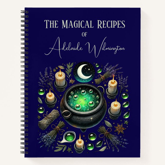 Cuaderno Recetas de Cauldron de brujas personalizadas (Anverso)
