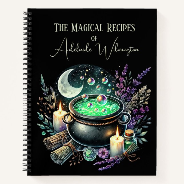 Cuaderno Recetas de Cauldron de brujas personalizadas (Anverso)
