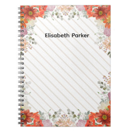 Cuaderno Recetas de cocina de flores rústicas elegantes