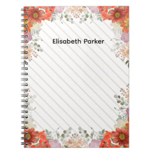 Cuaderno Recetas de cocina de flores rústicas elegantes