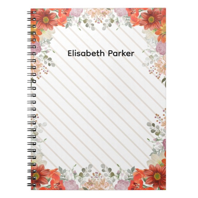 Cuaderno Recetas de cocina de flores rústicas elegantes (Frente)