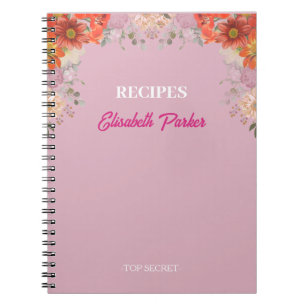 Cuaderno Recetas de cocina de libro de cocina floral rústic