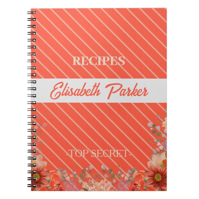 Cuaderno Recetas de cocina de libro de cocina floral rústic (Frente)