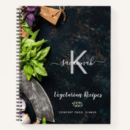 Cuaderno Recetas de cocina vegetariana rústica monogramo