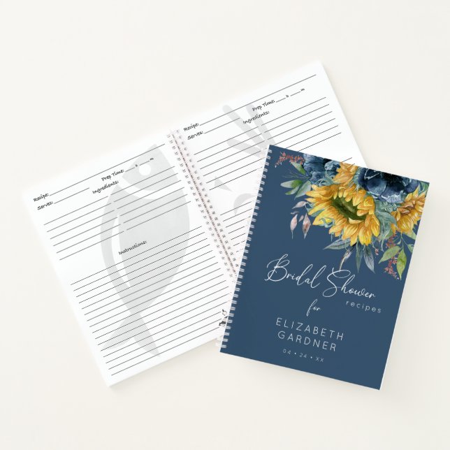 Cuaderno Recetas de Desayuno Nupcial de Girasoles Rústicos (Interior)